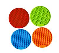 Toddmomy Dog Silicone Slow Feeding Mat for Puppies Non- Pet Cushion Dish Round Cross to Clean Red Color for Outdoor Feeding and Reducing Boredom