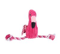 Toddmomy Dog Squeaky Toy Corduroy Plush Dog Chew Toy Interactive Puppy Flamingo Shape