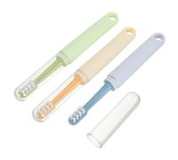Toddmomy Double Headed Pet Toothbrush Set Reducing Bad Breath and Preventing Soft Tissue Injury 3pcs with Cover Two in One Design Made of Abs and TPR for Dogs and Cats for Travel