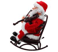 Toddmomy Electric Santa Claus Figurine with Music and Violin in Wheelchair Animated Xmas Cartoon for Tabletop and Shelf Decoration Unique Christmas Party Favor and Festive Holiday Ornament