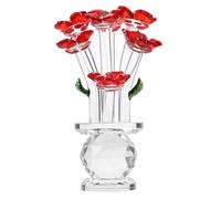 Toddmomy Elegant Red Crystal Flower Statue Rose Shape Home Figurine Ornament for Desktop Adornment and Home Decoration, Artistic and Dainty Crystal Craft Decoration