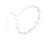 Toddmomy Elegant Vintage Artificial Pearl Ribbon Hairband for Women, White Sparkling Headband Decoration with Soft Ribbon Material, for Weddings and Banquets
