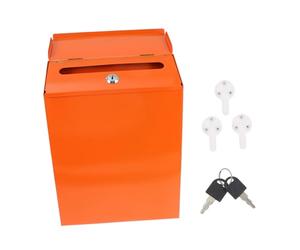 Toddmomy European Style Wall-mount Mailbox with Lock Iron Material Pastoral Design for Office School Front Suggestion and Complaint Letter Box Orange