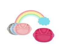 Toddmomy Food Grade Silicone Partition Tray with Drop Design Rice Holder and Separate Plate for Durable Shatter Resistant Dinner Tray Sky Blue Easy to Clean and Dishwasher Safe