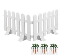 Toddmomy Garden Fence White Plastic Picket Fence Panel with 4 Bases Small Decorative Landscape Edging for Flower Beds Yard Courtyard
