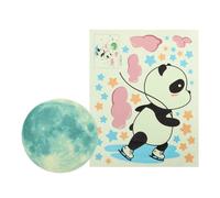 Toddmomy Glow in The Dark Panda Wall Stickers for Bedroom Decor, 2 Sheets PVC Removable Night Light Decals with Moon, Stars, and Cloud Patterns, for Home Nursery Decoration