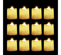 Toddmomy Gold Glitter LED Tealights Flameless Electric Candle Lamps Battery Powered Smoke-Free Candle Lights for Wedding Easter Christmas Halloween Decorations
