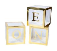 Toddmomy Golden Letter Pattern Balloon Boxes for Birthday Party Decoration, Paper and Plastic Material with Unique Cartoon Style and Decorative Effect for Home Room