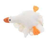 Toddmomy Goose Shaped Bath Loofah Sponge Foam Boosting Mesh Pouf for Boys and Gentle Body Scrubber Cute Animal Design White Bath Ball for Soft Skin Cleaning