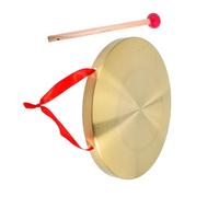Toddmomy Hand Held Copper Gong Instrument with Mallet and Lanyard, Portable Percussion Instrument for Outdoor Activities and Company Opening, and Loud Sound with Wooden Frame Style