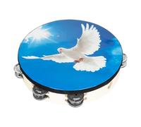 Toddmomy Hand Tambourine Drum with Peace Dove Design for Plastic and Wood Percussion Instrument Play Musical Dance Prop for S Education and Stage Performance