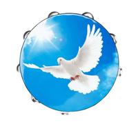 Toddmomy Handheld Tambourine Double-layer Wooden and Pet Drum with Peace Dove Pattern for Kids Percussion Instrument Lightweight and Easy to Use for Dance Props and Musical Education