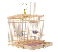 Toddmomy Handmade Canary Cage with Hanging Hook Removable Tray Carbonized Rectangular Birdcage for Budgies Lovebirds Goldfinches Parrots Indoor Balcony Pet Habitat