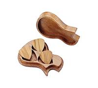 Toddmomy Handmade Olive Wood Pick Guitar-Shaped Case Storage Box for Guitar Players Includes Wooden Picks for Guitar Accessories
