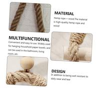 Toddmomy Handmade Rope Toilet Roll Holder Wall Mounted Creative Tissue Paper Stand with Wood and Cotton Rope for Bathroom and Living Storage