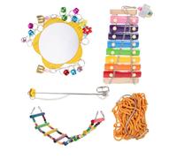 Toddmomy Hanging Chicken Cage for Pet Chicks with Wooden Xylophone and Plastic Ladder, Easy to Install Swing Playthings for Cage Decoration and Foraging Fun