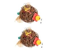 Toddmomy Hanging Parrot Toy Bird Chewing Toy Set Rattan Ball Parrot Swing Toys for Communication Decor