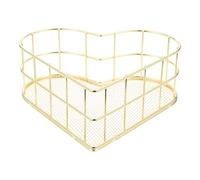 Toddmomy Heart-shaped Iron Cosmetics Organizer Box with Drainage Function, Golden Sundries Storage Basket for Kitchen and Office Use, Compact Desktop Snack and Makeup Organizer