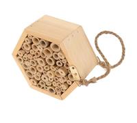 Toddmomy Hexagonal Wooden Insect House Hanging Bee Hive with Ample Space for Different Insects, Elegant Beige Outdoor Bug Hotel Suitable for Garden Wildlife and Bird Nesting