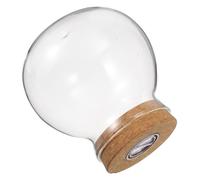 Toddmomy High Borosilicate Glass Bowl with LED Light for DIY Micro Landscape, Easy to Display and Observe, Ecological Fish Bowl to Decorate Your Room with Wooden Base