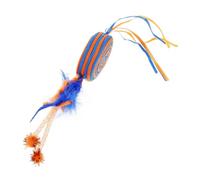 Toddmomy Interactive Kitten Teething with Lollipop Ribbon Durable Cat Chew for Indoor Cats Cute Cartoon Design for Dental Health and Active Play Blue and Orange Options