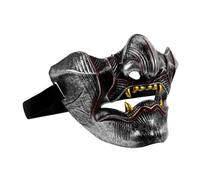 Toddmomy Japanese Hannya Cosplay Mask Unisex Half Face Samurai Demon Prop for Party and Theater Performance Authentic Traditional Style for Halloween and Masquerade