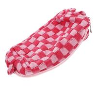 Toddmomy Knitted Woolen Yarn Travel Cosmetic Bag with Checkered Pattern, Durable and Tear-Resistant Makeup Pouch for Autumn and Winter, Pink Plaid, Perfect for Camping and Gym
