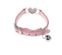 Toddmomy Light Pink PET Collar Rhinestones Adjustable Peach Heart and Cats Soft Velvet Material Suitable for Small to Medium Pets