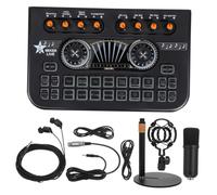 Toddmomy Live Sound Card Microphone Bundle with Stereo Audio Mixer and Voice Changer Compact Podcast Equipment for Streaming Gaming Singing Professional Sound Portable Design