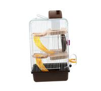 Toddmomy Luxury Three Layer Pet Cage for Hamsters and Small Animals Durable Villa Design with Running Wheel and Leakproof Water Jug Chinchilla Habitat Coffee