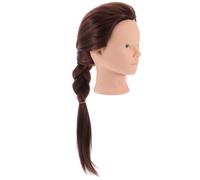 Toddmomy Mannequin Head Hairdressing Practice Tool with Brown Human Hair, High Temperature Fiber and Silicone Material, Heat Styling Capability for Updo and Braid Practice in Beauty Salons