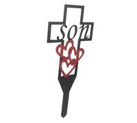 Toddmomy Memorial Cross Stake Iron Metal Cemetery Ground Marker for Son