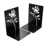 Toddmomy Metal Decorative Bookends Home Book Support 2pcs with Hollow Flower Design Modern Simple Style, Keep Books Tidy and Polished Edges for Tabletop and Library