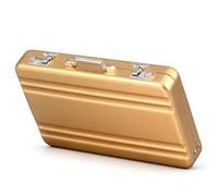 Toddmomy Mini Briefcase and Clamshell Design with Built-in Slots Metal Card Case and Large Capacity Aluminum Business Card Holder with Snap Closure Lid for Desktop Use