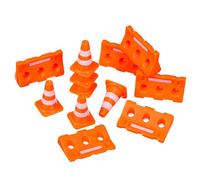 Toddmomy Mini Traffic Cones and Fences for Orange Plastic Road Cones and Barriers Compact Safety Education for Traffic Rules Learning and Easy to Clean Creative Play for Classroom and Home
