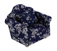 Toddmomy Miniature Blue Floral Mini Sofa with Pillow for Dollhouse Play Smooth Surface Couch Elegant Mediterranean Style Home Decoration Accessory