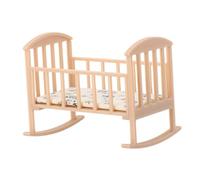 Toddmomy Miniature Dollhouse Crib Rocking Cot in Natural Wood Color Scale Doll Bed for Dollhouse Nursery Sturdy and Use Mini Bed Furniture for Social Play and Artistic Development
