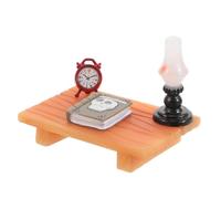 Toddmomy Miniature Dollhouse Desk and Book Set DIY Writing Desk with Alarm Clock and Lamp Model for Creative Decoration Accessories for Spaces and All Ages