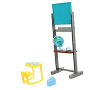 Toddmomy Miniature Dollhouse Learning Set 16cm Doll Chalkboard Chair Globe and Backpack Realistic Classroom Props for Crafting and Decoration