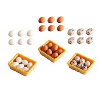 Toddmomy Miniature Egg Models for Dollhouse Kitchen Decor and Pretend Play Smooth Surface Micro Landscape Mini Eggs Including White and Patterned Styles Multipurpose Photography Prop and