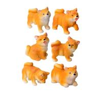 Toddmomy Miniature Resin Dog Figurines Shiba Inu Sculptures for Dollhouse and Micro Landscaping, Set of 6 Tiny Animal Statues for Collectors and Home Garden Decor