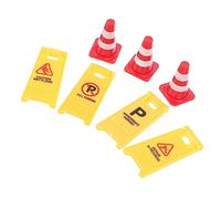 Toddmomy Miniature Traffic Barricades Sign Model for Educational Road Cones and Warning Signs Bright Color Simulation to Traffic Rules and Promote Cognitive Development for