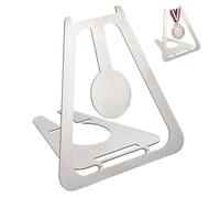 Toddmomy Minimalist Iron Medal Display Stand for Single Award Shelf | Foldable Easel Shape, Keeps Medal Visible, Silver Finish, Bedside Table Display for Parents and Renters