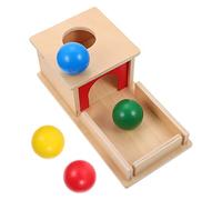 Toddmomy Montessori Object Permanence Box with Tray and Four Balls Infant Development Ball Drop Toys Montessori Material Tools Wooden Education Imbucare Learning Toy