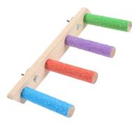 Toddmomy Multi-tier Parrot Wooden Ladder Stand with Climbing Perch and Chewing Platform, Four-section Bird Step Ladder Toy for Cage Training and Exercise, Suitable for Parakeets