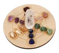 Toddmomy Natural Crystal Stone and Beautiful Appearance Divination Board Seven Star Array with Wooden Base Practical Crystal Art Starter Kit for Living Rooms and Cafes for Reiki