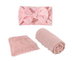 Toddmomy Newborn Swaddle Wrap Photography Blanket for Photo Props Includes Swaddle Blanket and Bow Headband for Boy Girl Shoot