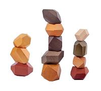 Toddmomy Nordic Beech Wood Stacking Set Colorful Educational Bricks for Montessori Building Kit for Fine Motor Skills Logic and Cooperative Play