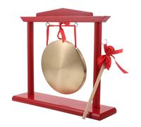 Toddmomy Opening Gong Mini Wooden Chinese Gong Floor Stand Mallet for Feng Shui Decor and Classroom Use Traditional Chinese Instrument