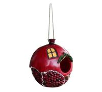 Toddmomy Outdoor Resin Birdhouse Pomegranate Nest Garden Decor Stable Hanging Bird House for Birds